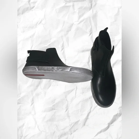 Prada Men's Black Leather Chelsea Boots - Picture 4 of 13